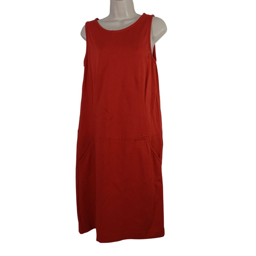 Talbots Rust Sleeveless Sheath Dress Women Size 6 Pockets Exposed Zipper Closure